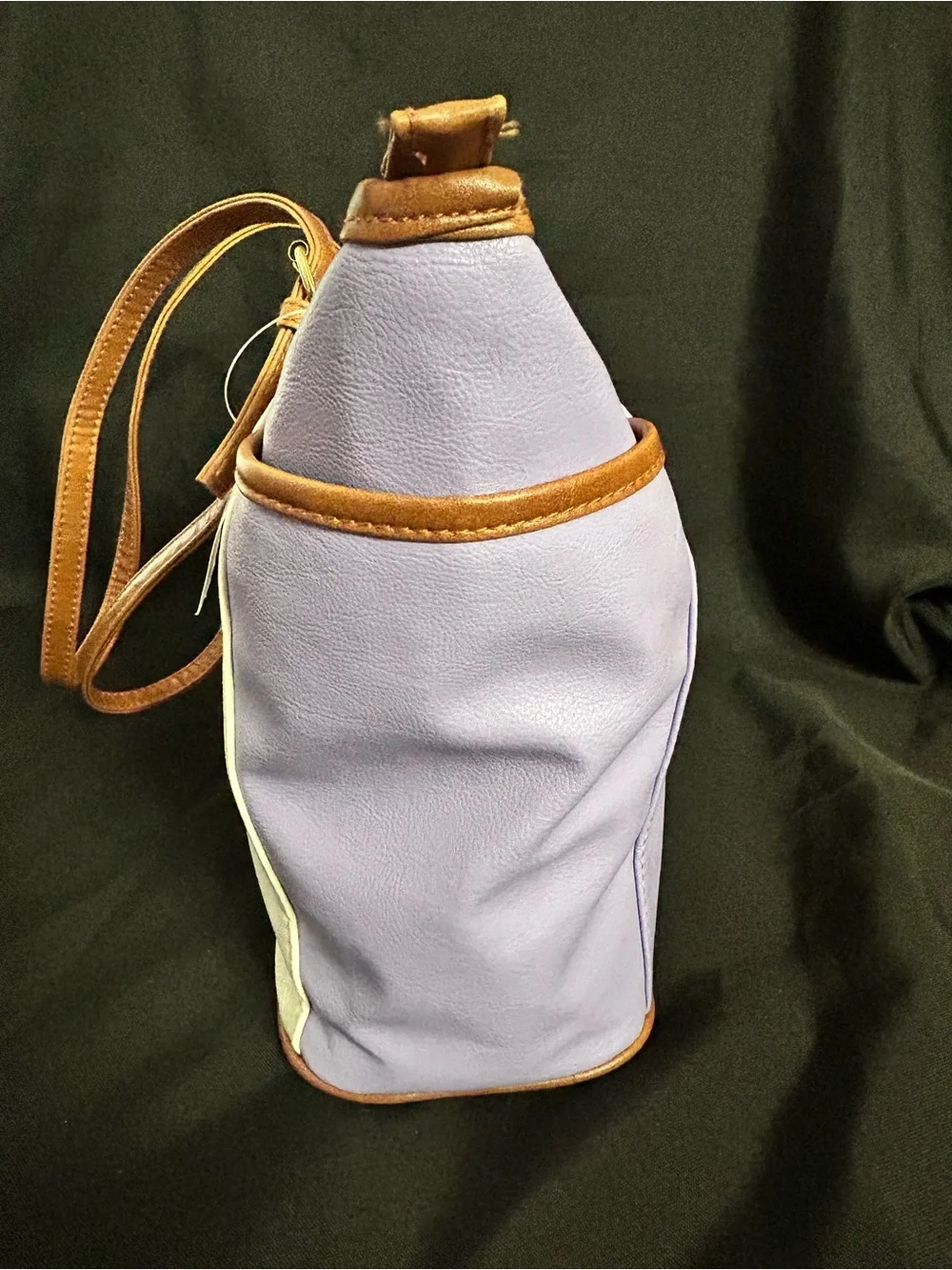 Women’s White & Lavender Tote Bag with Brown Trim & Gold Accent NWT